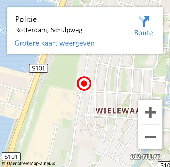 Locatie op kaart van de 112 melding: Politie Rotterdam, Schulpweg op 23 mei 2024 18:54