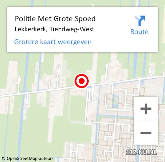 Locatie op kaart van de 112 melding: Politie Met Grote Spoed Naar Lekkerkerk, Tiendweg-West op 23 mei 2024 18:55