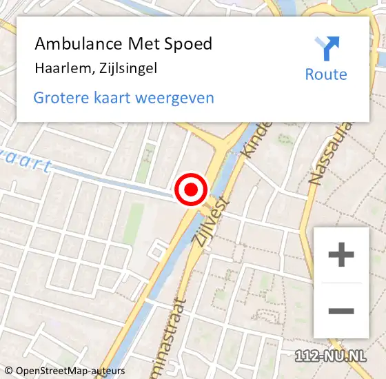 Locatie op kaart van de 112 melding: Ambulance Met Spoed Naar Haarlem, Zijlsingel op 23 mei 2024 19:05