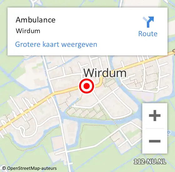 Locatie op kaart van de 112 melding: Ambulance Wirdum op 23 mei 2024 19:12