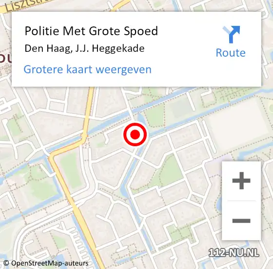 Locatie op kaart van de 112 melding: Politie Met Grote Spoed Naar Den Haag, J.J. Heggekade op 23 mei 2024 19:25