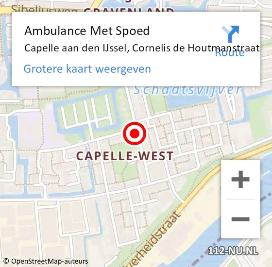 Locatie op kaart van de 112 melding: Ambulance Met Spoed Naar Capelle aan den IJssel, Cornelis de Houtmanstraat op 23 mei 2024 19:26