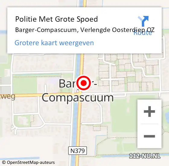 Locatie op kaart van de 112 melding: Politie Met Grote Spoed Naar Barger-Compascuum, Verlengde Oosterdiep OZ op 23 mei 2024 19:45