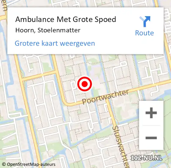 Locatie op kaart van de 112 melding: Ambulance Met Grote Spoed Naar Hoorn, Stoelenmatter op 23 mei 2024 19:52