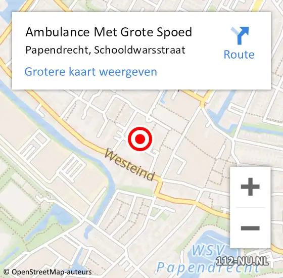 Locatie op kaart van de 112 melding: Ambulance Met Grote Spoed Naar Papendrecht, Schooldwarsstraat op 23 mei 2024 19:53