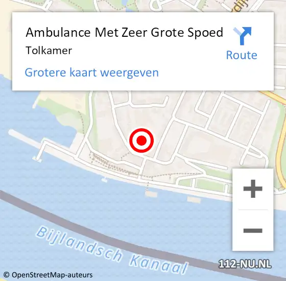 Locatie op kaart van de 112 melding: Ambulance Met Zeer Grote Spoed Naar Tolkamer op 23 mei 2024 20:06