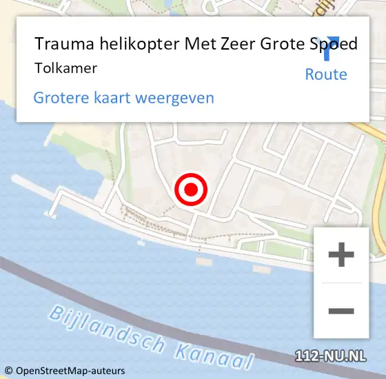 Locatie op kaart van de 112 melding: Trauma helikopter Met Zeer Grote Spoed Naar Tolkamer op 23 mei 2024 20:07