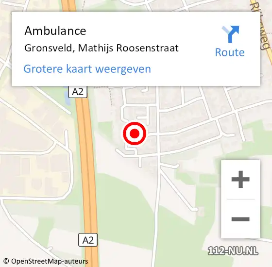 Locatie op kaart van de 112 melding: Ambulance Gronsveld, Mathijs Roosenstraat op 6 oktober 2014 23:12