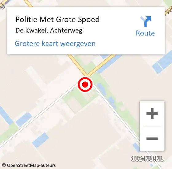 Locatie op kaart van de 112 melding: Politie Met Grote Spoed Naar De Kwakel, Achterweg op 23 mei 2024 20:28