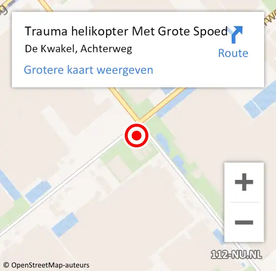 Locatie op kaart van de 112 melding: Trauma helikopter Met Grote Spoed Naar De Kwakel, Achterweg op 23 mei 2024 20:32