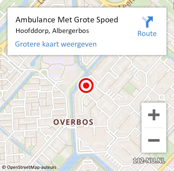 Locatie op kaart van de 112 melding: Ambulance Met Grote Spoed Naar Hoofddorp, Albergerbos op 23 mei 2024 20:52