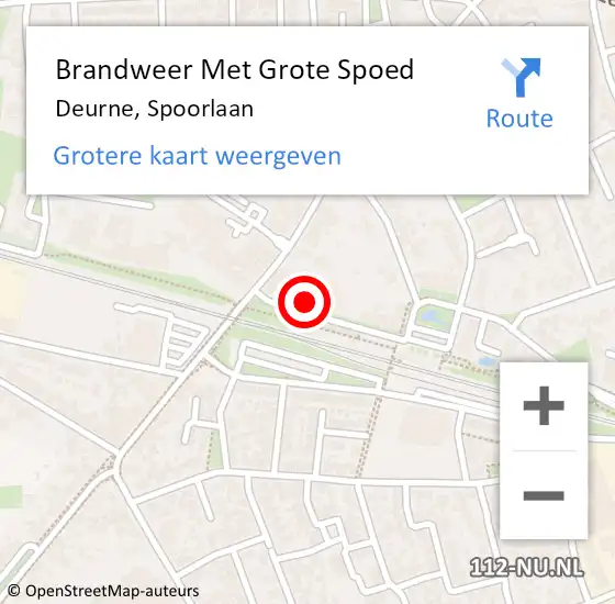 Locatie op kaart van de 112 melding: Brandweer Met Grote Spoed Naar Deurne, Spoorlaan op 23 mei 2024 20:53