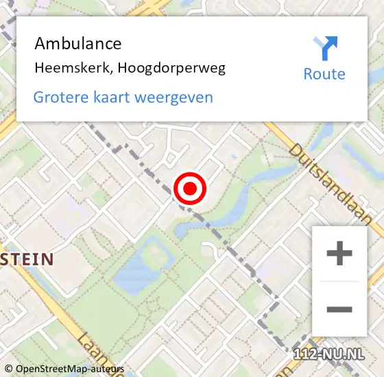 Locatie op kaart van de 112 melding: Ambulance Heemskerk, Hoogdorperweg op 23 mei 2024 20:54