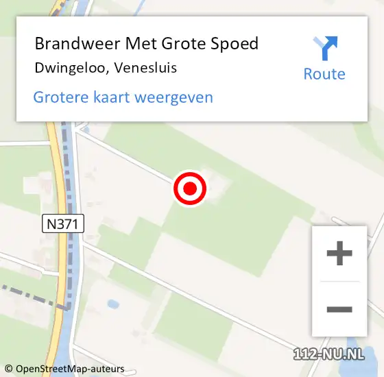 Locatie op kaart van de 112 melding: Brandweer Met Grote Spoed Naar Dwingeloo, Venesluis op 23 mei 2024 21:04