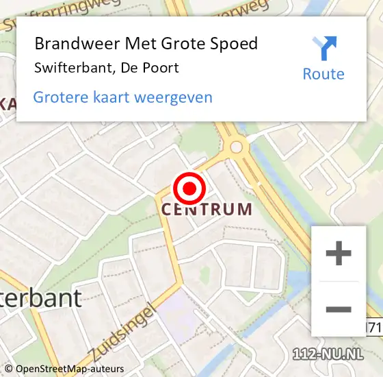 Locatie op kaart van de 112 melding: Brandweer Met Grote Spoed Naar Swifterbant, De Poort op 23 mei 2024 21:06