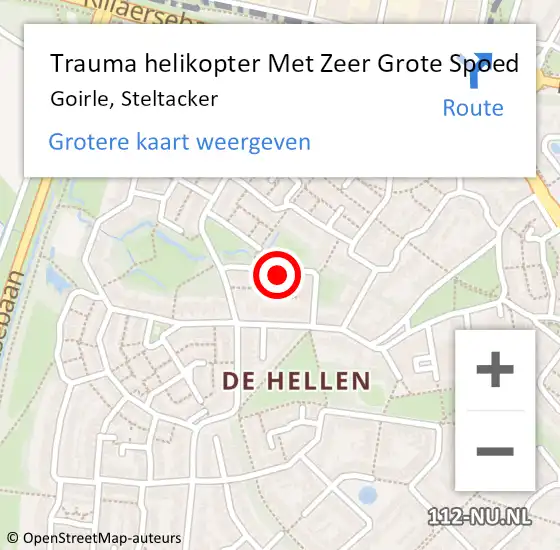 Locatie op kaart van de 112 melding: Trauma helikopter Met Zeer Grote Spoed Naar Goirle, Steltacker op 23 mei 2024 21:23