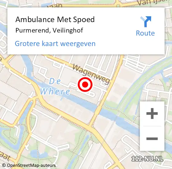 Locatie op kaart van de 112 melding: Ambulance Met Spoed Naar Purmerend, Veilinghof op 23 mei 2024 21:39