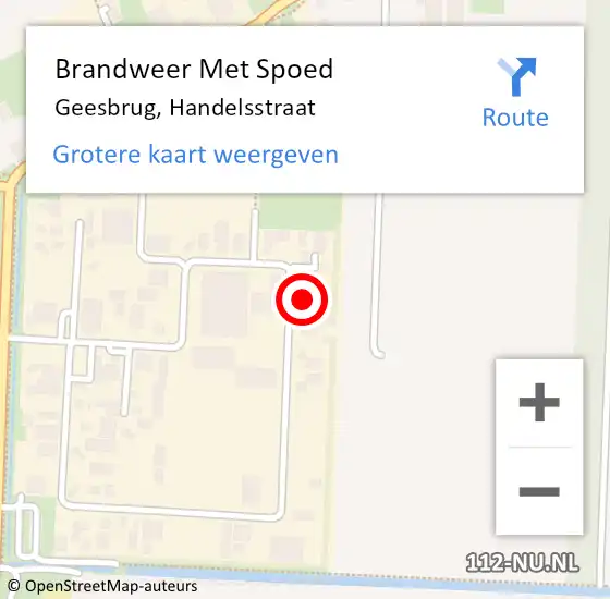 Locatie op kaart van de 112 melding: Brandweer Met Spoed Naar Geesbrug, Handelsstraat op 23 mei 2024 22:14