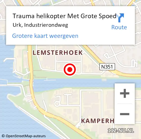 Locatie op kaart van de 112 melding: Trauma helikopter Met Grote Spoed Naar Urk, Industrierondweg op 23 mei 2024 22:16