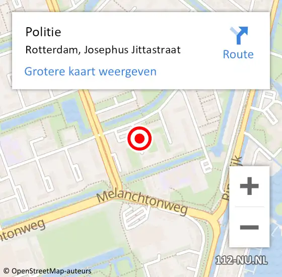 Locatie op kaart van de 112 melding: Politie Rotterdam, Josephus Jittastraat op 23 mei 2024 22:20