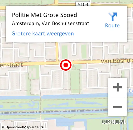 Locatie op kaart van de 112 melding: Politie Met Grote Spoed Naar Amsterdam, Van Boshuizenstraat op 23 mei 2024 22:28