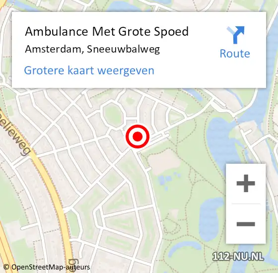 Locatie op kaart van de 112 melding: Ambulance Met Grote Spoed Naar Amsterdam, Sneeuwbalweg op 23 mei 2024 22:49