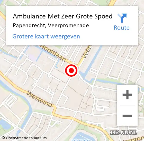 Locatie op kaart van de 112 melding: Ambulance Met Zeer Grote Spoed Naar Papendrecht, Veerpromenade op 23 mei 2024 22:51