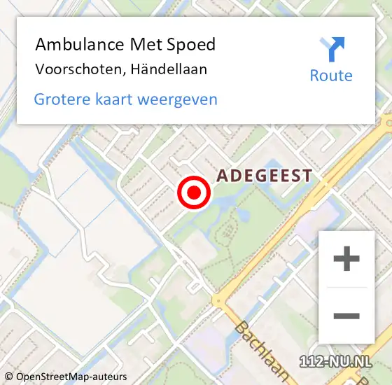 Locatie op kaart van de 112 melding: Ambulance Met Spoed Naar Voorschoten, Händellaan op 23 mei 2024 23:25