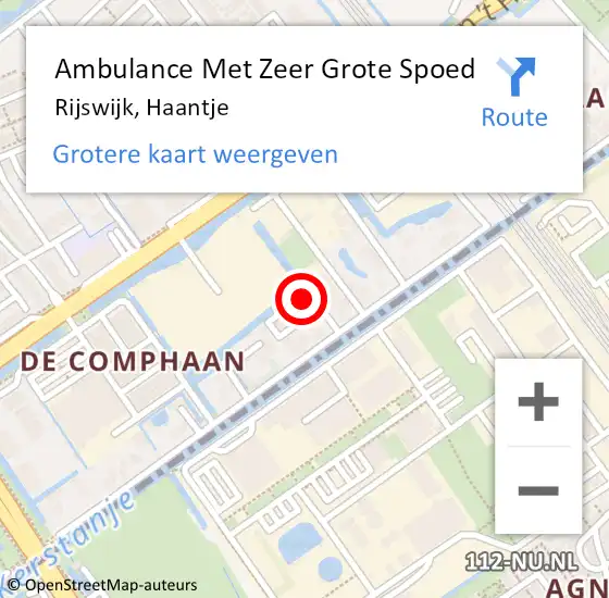 Locatie op kaart van de 112 melding: Ambulance Met Zeer Grote Spoed Naar Rijswijk, Haantje op 23 mei 2024 23:36