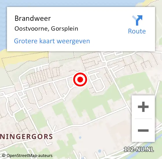 Locatie op kaart van de 112 melding: Brandweer Oostvoorne, Gorsplein op 23 mei 2024 23:40