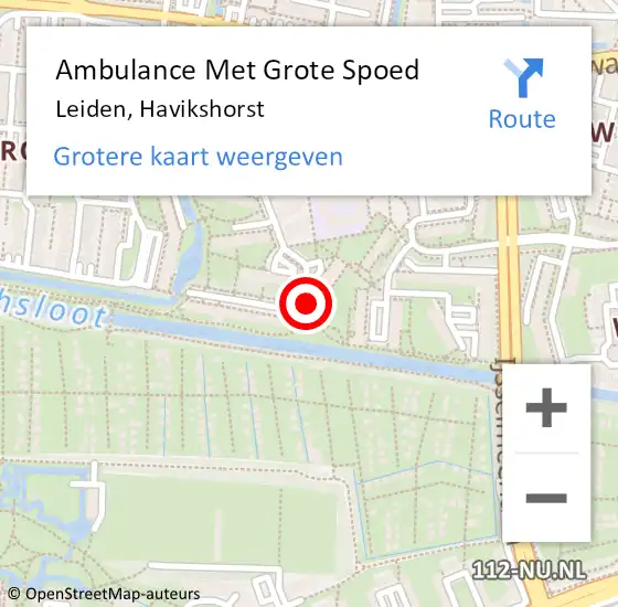 Locatie op kaart van de 112 melding: Ambulance Met Grote Spoed Naar Leiden, Havikshorst op 23 mei 2024 23:45