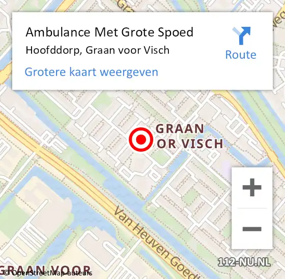 Locatie op kaart van de 112 melding: Ambulance Met Grote Spoed Naar Hoofddorp, Graan voor Visch op 23 mei 2024 23:47