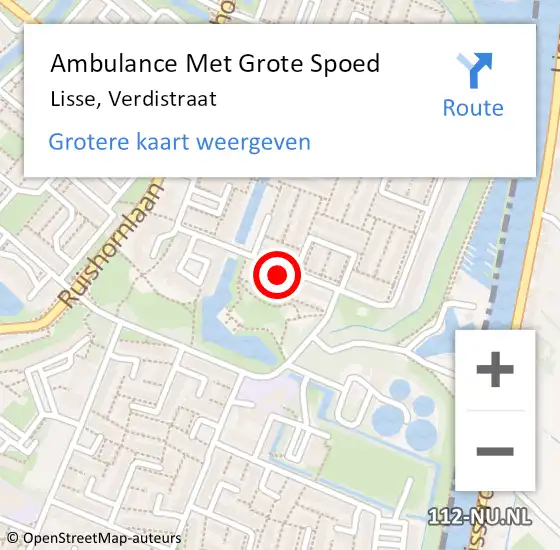 Locatie op kaart van de 112 melding: Ambulance Met Grote Spoed Naar Lisse, Verdistraat op 24 mei 2024 00:07