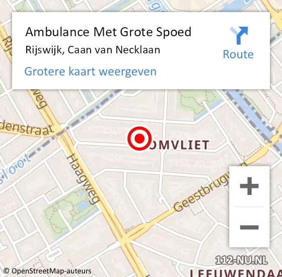 Locatie op kaart van de 112 melding: Ambulance Met Grote Spoed Naar Rijswijk, Caan van Necklaan op 24 mei 2024 00:21