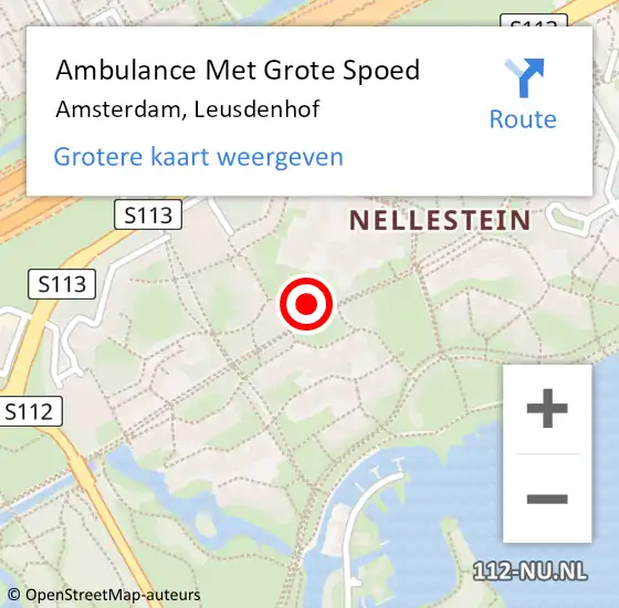 Locatie op kaart van de 112 melding: Ambulance Met Grote Spoed Naar Amsterdam, Leusdenhof op 24 mei 2024 00:33