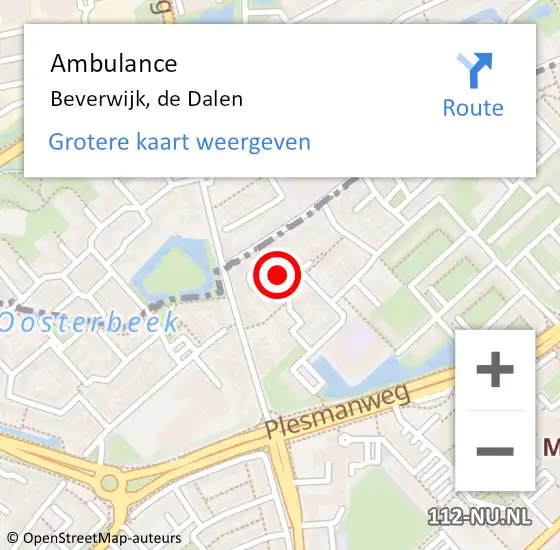 Locatie op kaart van de 112 melding: Ambulance Beverwijk, de Dalen op 24 mei 2024 00:59