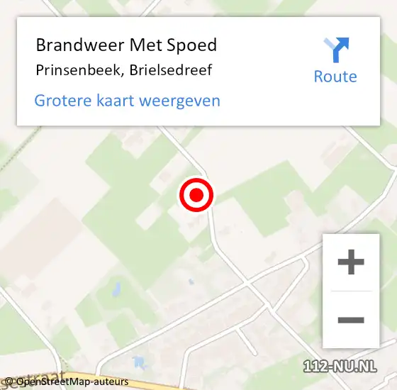 Locatie op kaart van de 112 melding: Brandweer Met Spoed Naar Prinsenbeek, Brielsedreef op 24 mei 2024 01:36