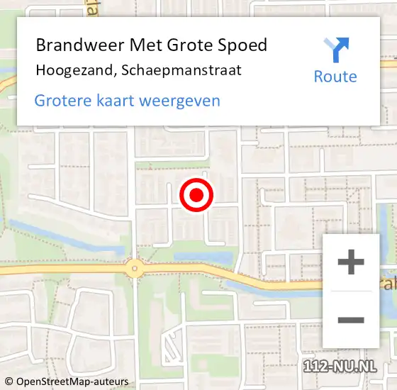 Locatie op kaart van de 112 melding: Brandweer Met Grote Spoed Naar Hoogezand, Schaepmanstraat op 24 mei 2024 03:01