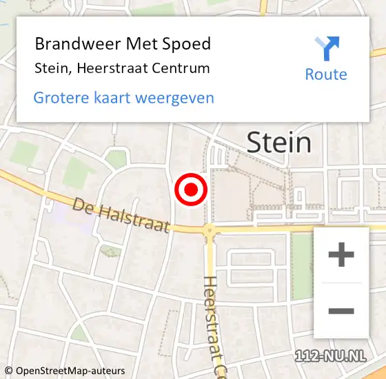 Locatie op kaart van de 112 melding: Brandweer Met Spoed Naar Stein, Heerstraat Centrum op 24 mei 2024 03:10