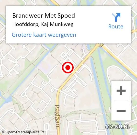 Locatie op kaart van de 112 melding: Brandweer Met Spoed Naar Hoofddorp, Kaj Munkweg op 24 mei 2024 03:15