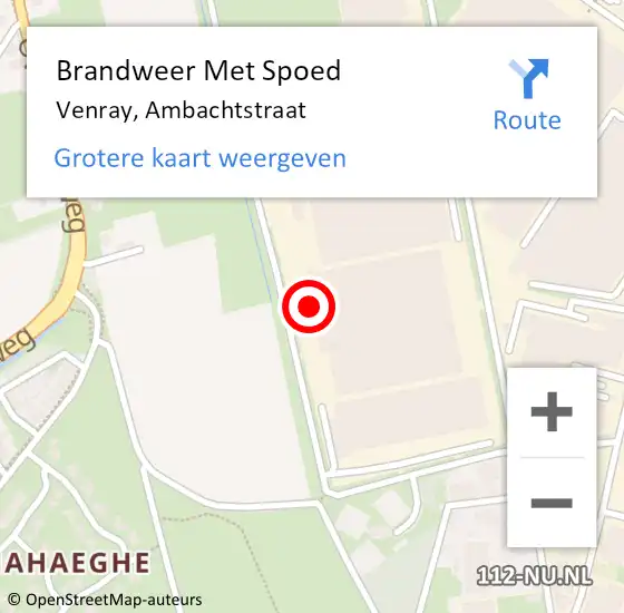 Locatie op kaart van de 112 melding: Brandweer Met Spoed Naar Venray, Ambachtstraat op 24 mei 2024 03:42