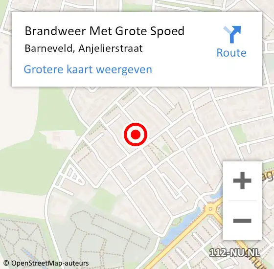 Locatie op kaart van de 112 melding: Brandweer Met Grote Spoed Naar Barneveld, Anjelierstraat op 24 mei 2024 04:12