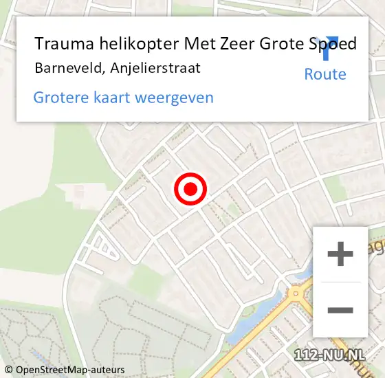 Locatie op kaart van de 112 melding: Trauma helikopter Met Zeer Grote Spoed Naar Barneveld, Anjelierstraat op 24 mei 2024 04:12