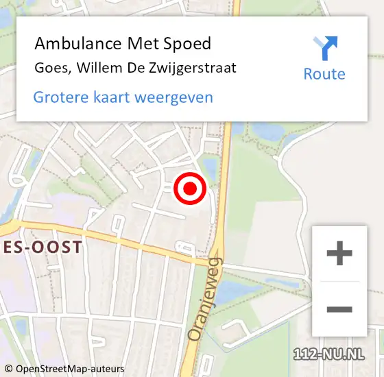 Locatie op kaart van de 112 melding: Ambulance Met Spoed Naar Goes, Willem De Zwijgerstraat op 7 oktober 2014 00:37