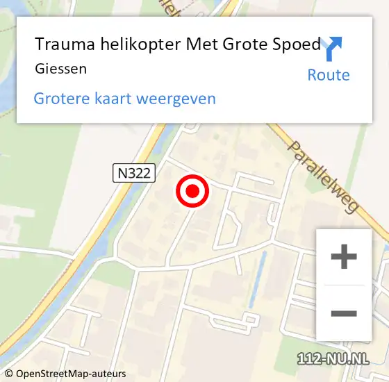 Locatie op kaart van de 112 melding: Trauma helikopter Met Grote Spoed Naar Giessen op 24 mei 2024 06:30