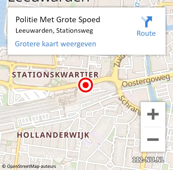 Locatie op kaart van de 112 melding: Politie Met Grote Spoed Naar Leeuwarden, Stationsweg op 24 mei 2024 07:20