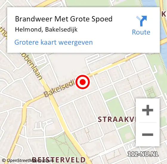 Locatie op kaart van de 112 melding: Brandweer Met Grote Spoed Naar Helmond, Bakelsedijk op 24 mei 2024 07:41