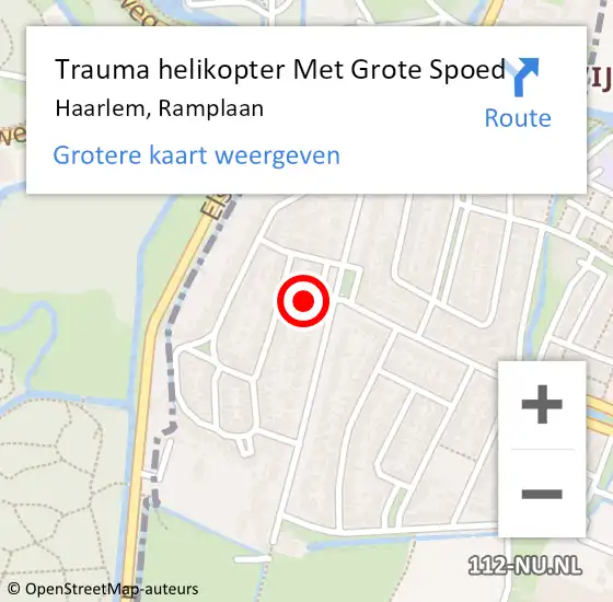 Locatie op kaart van de 112 melding: Trauma helikopter Met Grote Spoed Naar Haarlem, Ramplaan op 24 mei 2024 07:46