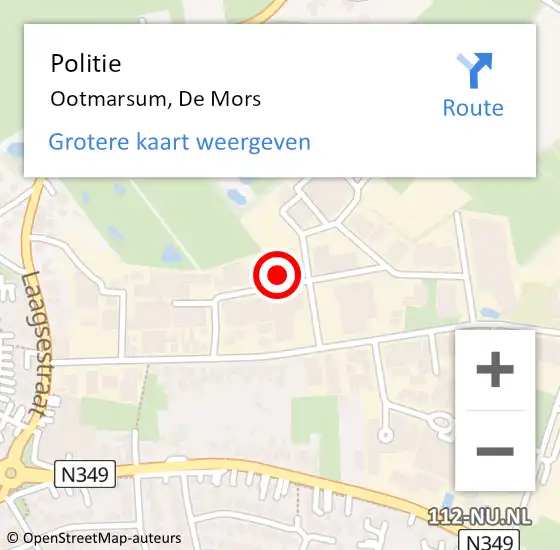 Locatie op kaart van de 112 melding: Politie Ootmarsum, De Mors op 24 mei 2024 08:14