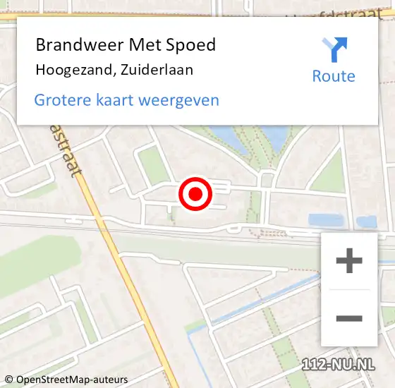 Locatie op kaart van de 112 melding: Brandweer Met Spoed Naar Hoogezand, Zuiderlaan op 24 mei 2024 08:27